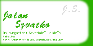 jolan szvatko business card